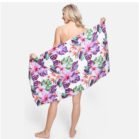 FLOWER BEACH BAG AND TOWEL COMBO 2-IN-1 CONVERTIBLE BEACH TOWEL AND BAG - Picture 3 of 8